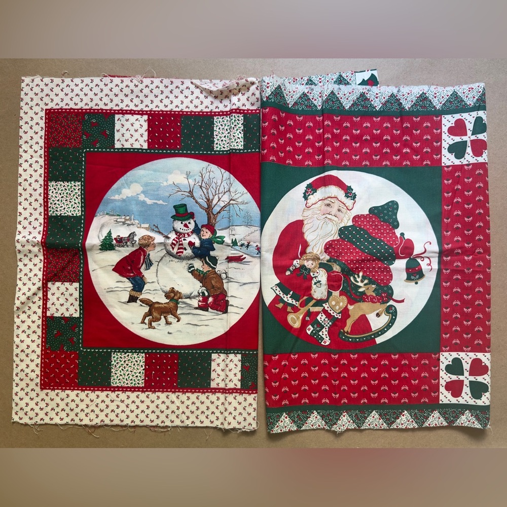 Christmas Vintage Fabric Pillow Panels Set of 2 Cranston Spring Industries